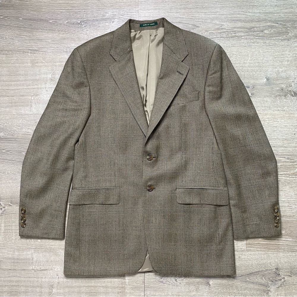 Vintage Chaps Ralph Lauren Houndstooth Plaid Blazer Wool Cashmere Size 38 R